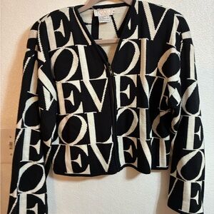 Levante Knits LOVE Black and White Sweater Jacket M